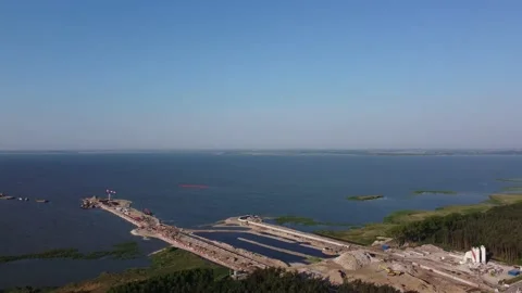Construction works on the Vistula Spit. Stock Footage 156132345