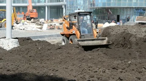 Construction works, work of equipment and people. Stock Footage 10923194