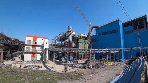 Construction of the workshop of the metallurgical plant Arcelor Mittal, Stock Footage 105804229