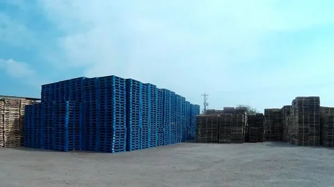 Construction Yard Chep Pallets Stock Footage 56770169