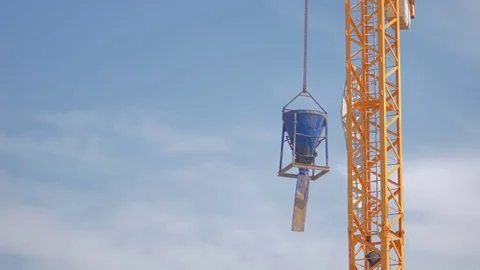 Construction yellow crane against the background of a blue sky. Stock Footage 104862028