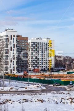Construction of the zero cycle of the new residential complex 'in the forest' Stock Photos