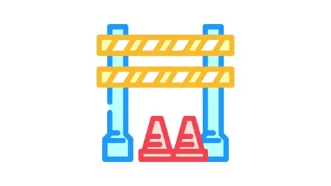 Construction zone highway road color icon animation Stock Footage 327256674