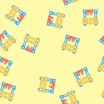 Construction zone highway road vector seamless pattern 스톡 일러스트