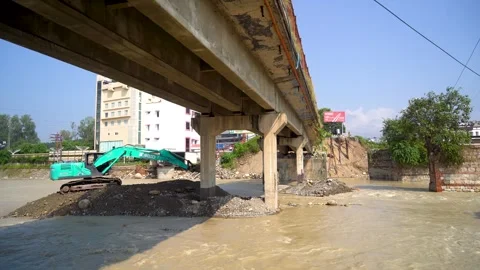 Construction zone hit by flood and earthquake in India Stock Footage 321042003