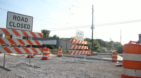 Construction zone, tilted slide shot Stock Footage 11424147
