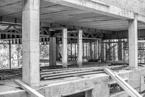 Constructions of a building under construction or a room. Stock Photos