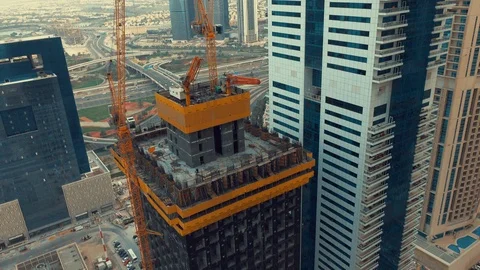 Constructions in Dubai Marina Stock Footage 94129961