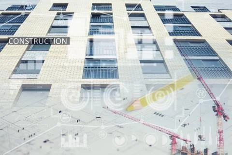 Constructions site collage of a new building Stock Photos
