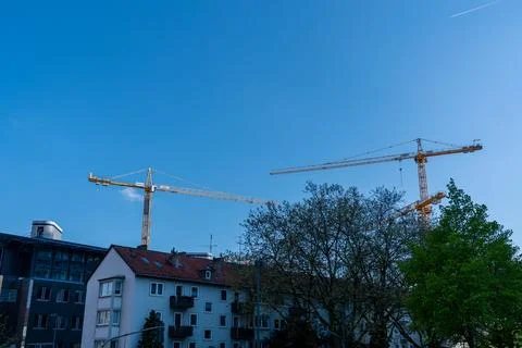 Constructions site (cranes) duesseldorf Stock Photos