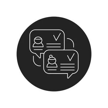 Constructive feedback black glyph icon. Soft skills. Pictogram for web, mobil Illustrazione stock