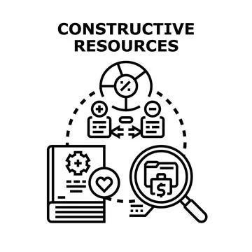 Constructive resources finding business solution and analysis Illustration