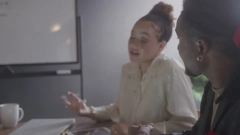 Constructive Team Discussion in the Office Video stock 208803954