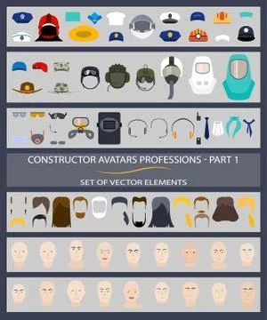 Constructor avatars professions - Part 1. Set of vector elements. Stock Illustration