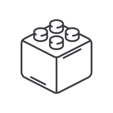 Constructor bricks vector line icon, sign, illustration on white background,  Stock Illustration