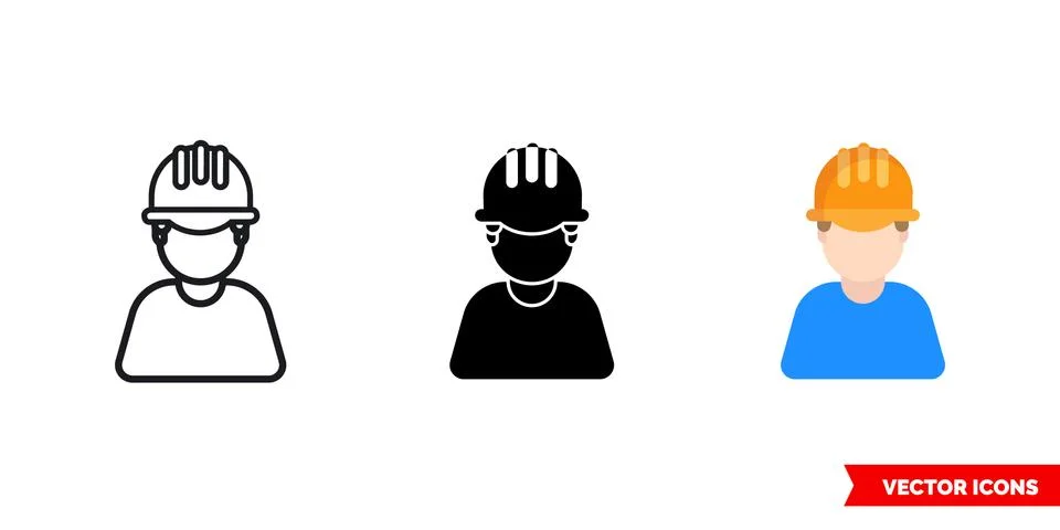 Constructor builder icon of 3 types color, black and white, outline. Isolated Stock Illustration