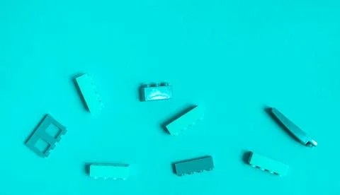 Constructor children's plastic on a pastel blue Stock Photos