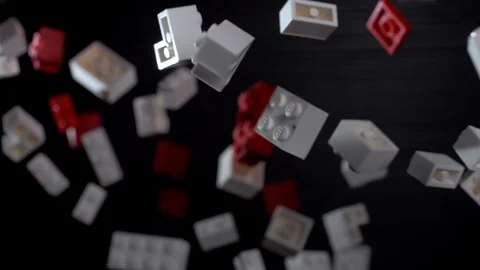 Constructor Lego is flying in slow motion Stock Footage 128582628