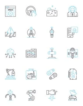 Constructor linear icons set. Build, Design, Blueprint, Framework, Construction Stockillustratie