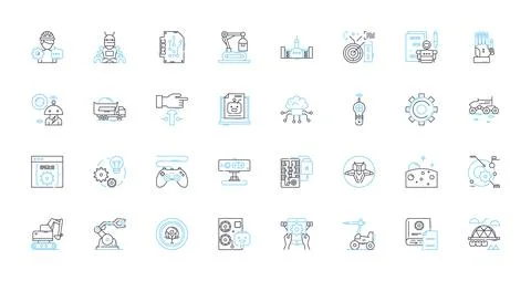Constructor linear icons set. Build, Design, Blueprint, Framework, Construction Stockillustratie