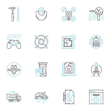 Constructor linear icons set. Build, Design, Blueprint, Framework, Construction Stockillustratie