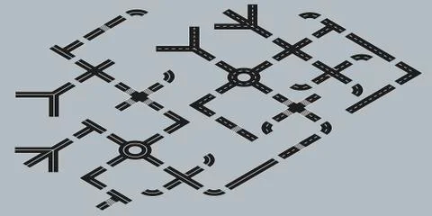 Constructor roads in isometric view Stock Illustration
