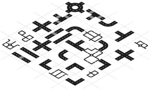 Constructor roads in isometric view Stock Illustration