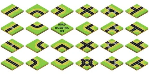 Constructor roads in isometric view Stock Illustration