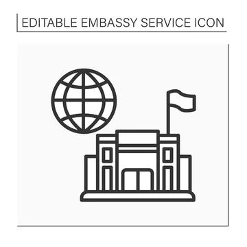 Consulate line icon Stock Illustration