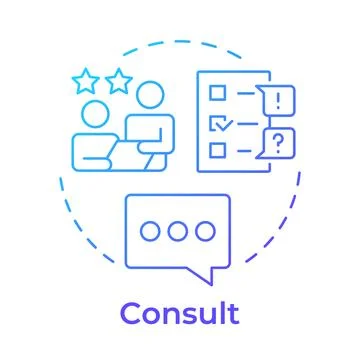 Consult blue gradient concept icon Illustrazione stock
