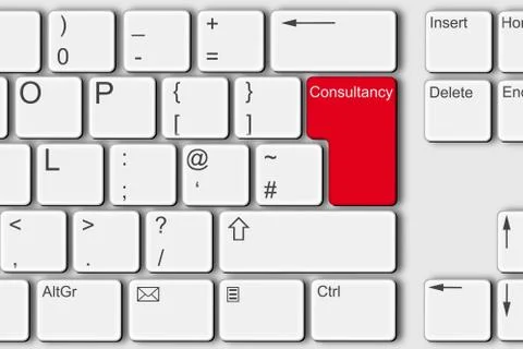 Consultancy concept PC computer keyboard illustration red Stock Illustration