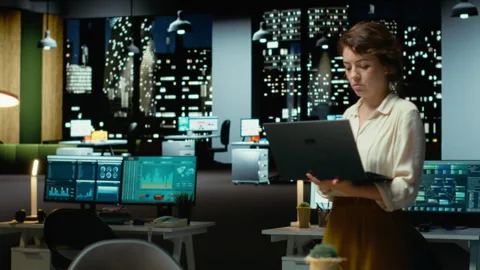 Consultant focuses on factchecking and proofreading in the strategy room Video stock 317662682