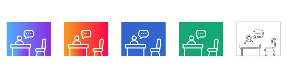 Consultation and Interview Icon Set Stock Illustration