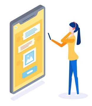 Consultation with doctor using remote communication concept vector, medical Stock Illustration