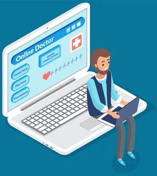 Consultation with doctor using remote communication concept medical application イラスト素材