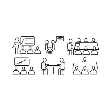 Consultation  idea line icon set Stock Illustration
