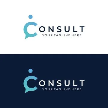 Consultation logo with bubble chat sign, infinity consultation, consultatio.. Illustrazione stock