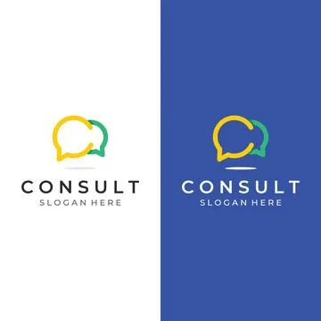 Consultation logo with bubble chat sign, infinity consultation, consultatio.. Illustrazione stock