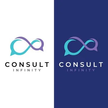Consultation logo with bubble chat sign, infinity consultation, consultatio.. Stock Illustration