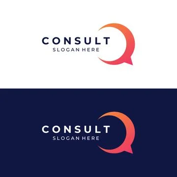 Consultation logo with bubble chat sign, infinity consultation, consultatio.. Illustrazione stock