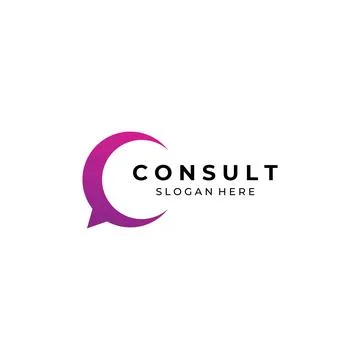 Consultation logo with bubble chat sign, infinity consultation, consultatio.. Illustrazione stock