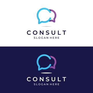 Consultation logo with bubble chat sign, infinity consultation, consultatio.. Illustrazione stock
