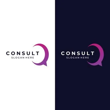 Consultation logo with bubble chat sign, infinity consultation, consultatio.. Stock Illustration