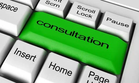 Consultation word on keyboard button Stock Illustration