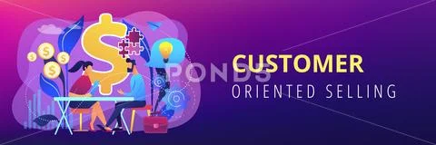 Consultative sales concept banner header. Stock Illustration