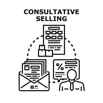 Consultative selling process communicating business proposals and offers Stockillustratie