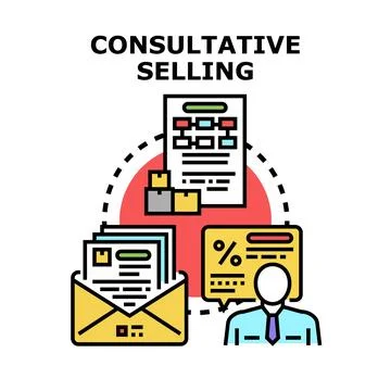 Consultative selling process communicating business proposals and offers Stockillustratie