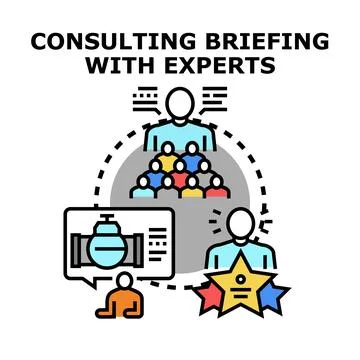 Consulting briefing with experts discussing project strategy Stock Illustration