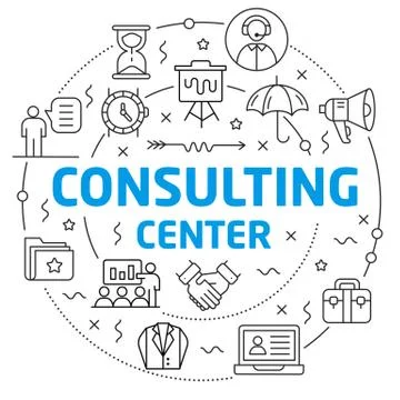 Consulting Center Linear illustration Stock Illustration