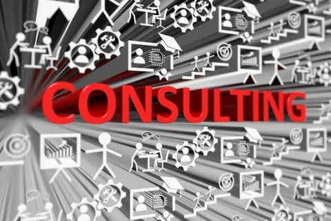 CONSULTING concept blurred background 3d render illustration Stock Illustration